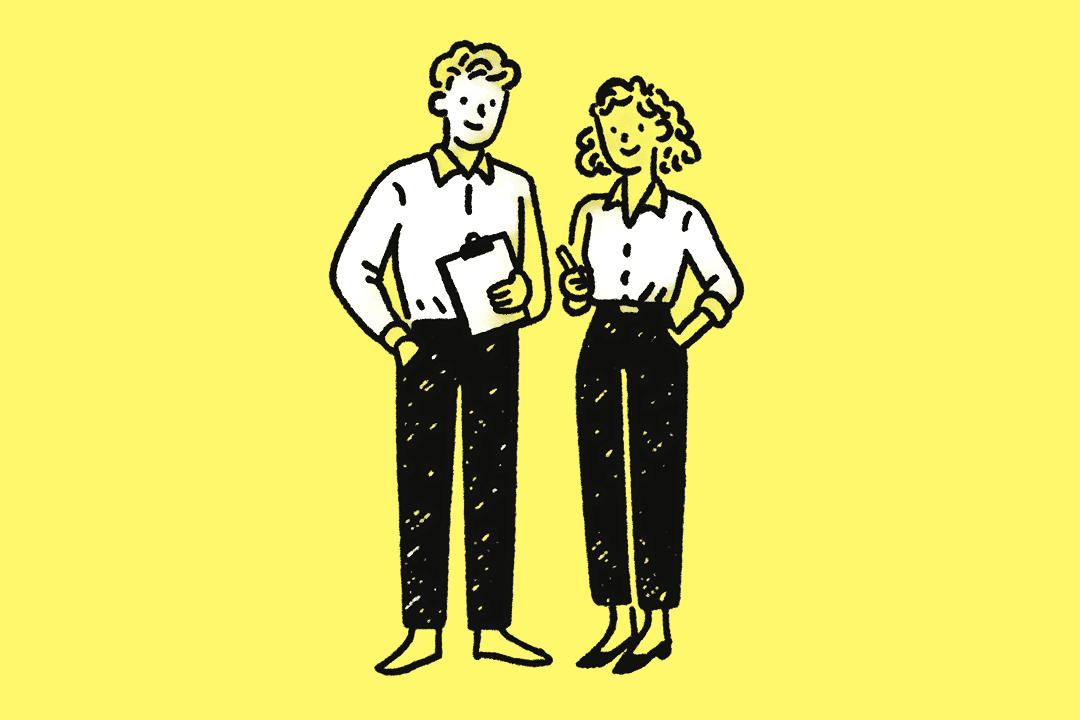 Illustration of a financial adviser discussing personal versus company yacht ownership structure with a yacht buyer